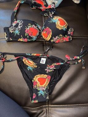 Dolce & Gabbana Black Swimwear with Multicolor Baroque Print